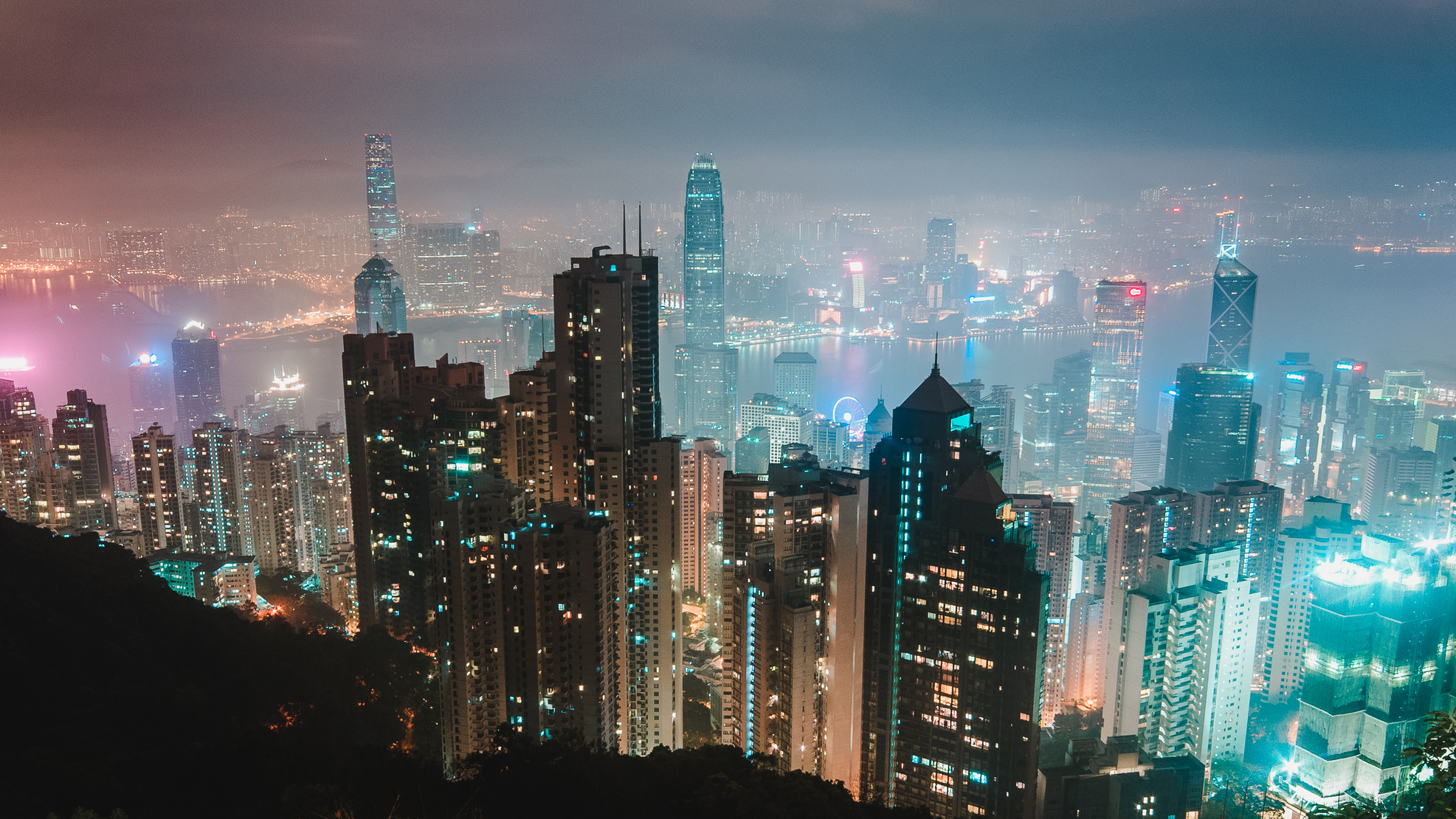 Aerial View of City With Lights during Night